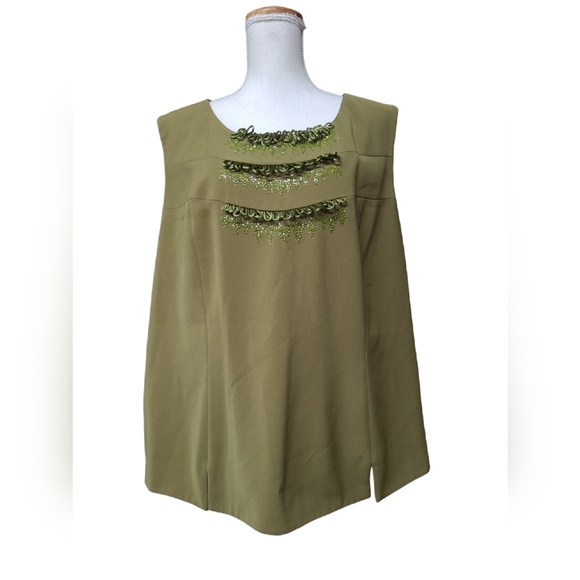 DVC Tops - DVC EXCLUSIVE SHIRT WOMENS SIZE 24 GREEN SLEEVELESS BLOUSE BACK ZIP NEW